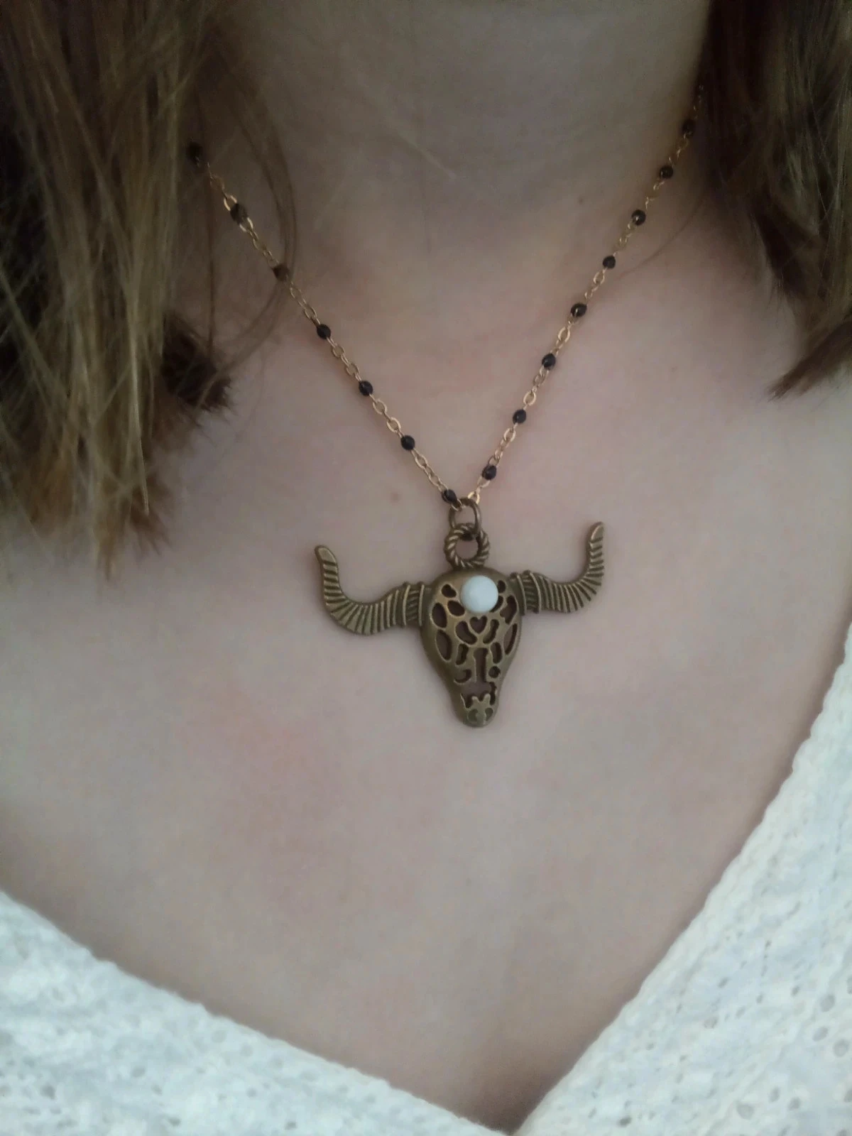 Collar toro de piedra de Luna natural – photo 4